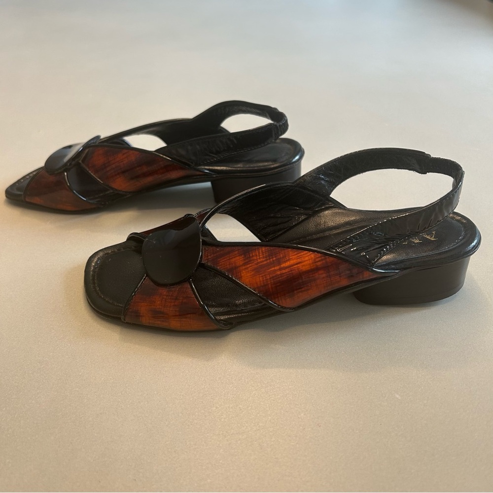 Amalfi Black and Brown Slingback Heels Size 5